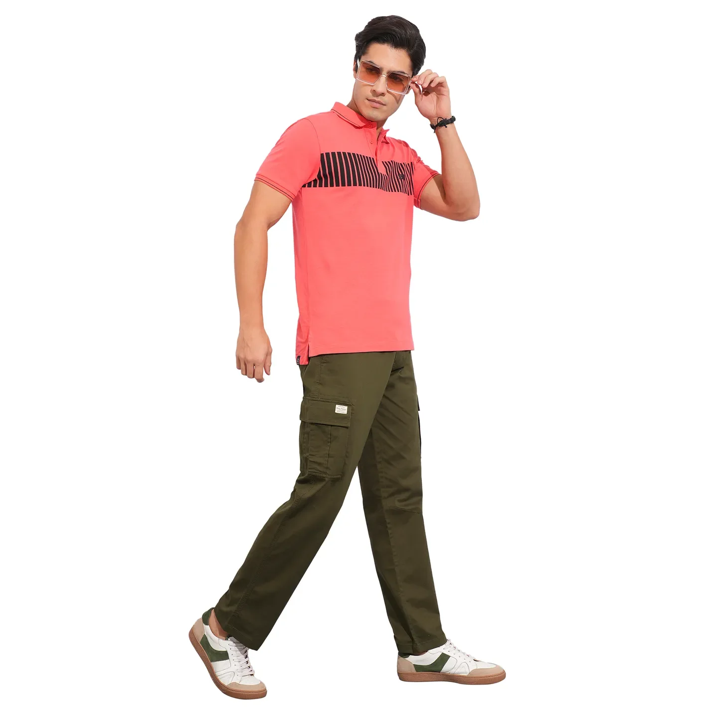 Olive Slim Fit Men's Cargos by Being Human Clothing - Image 4