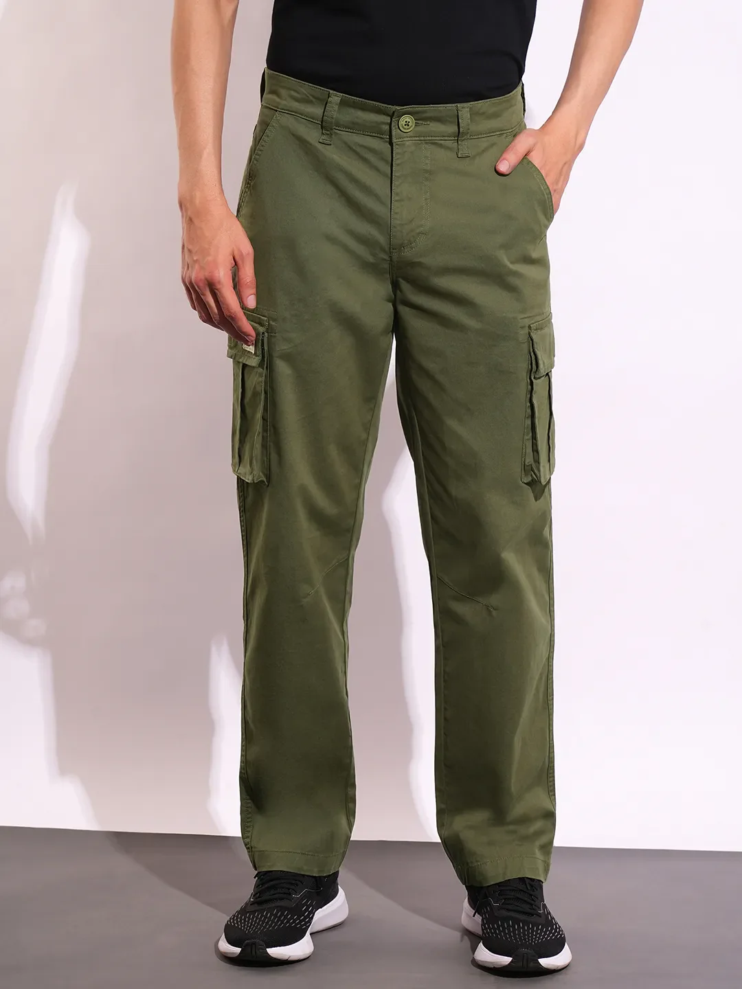 Olive Slim Fit Men's Cargos by Being Human Clothing