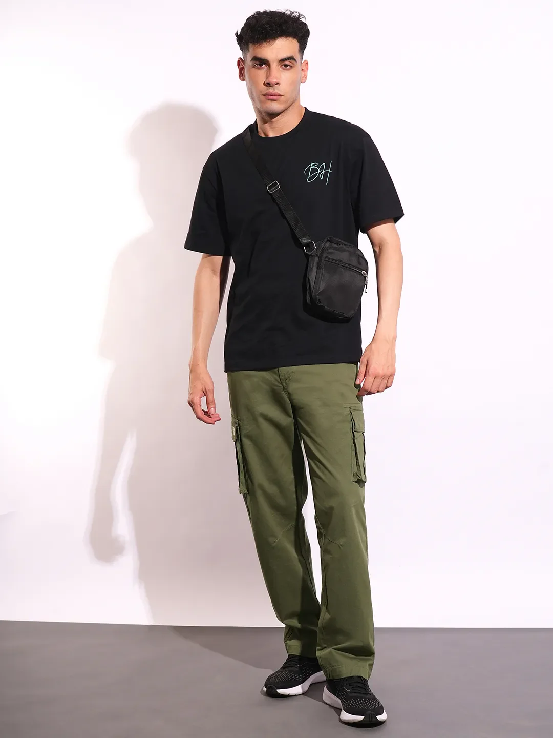 Olive Slim Fit Men's Cargos by Being Human Clothing - Image 4
