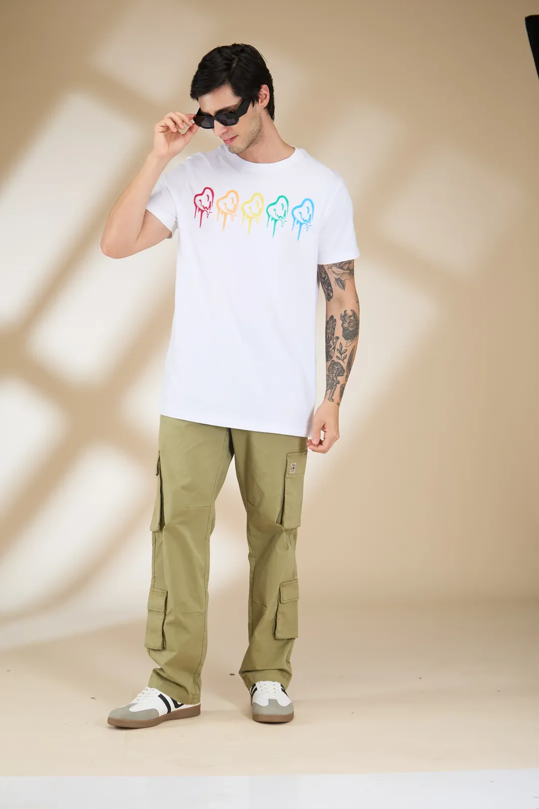 Olive Loose Fit Cargos for Men By Being Human Clothing - Image 5