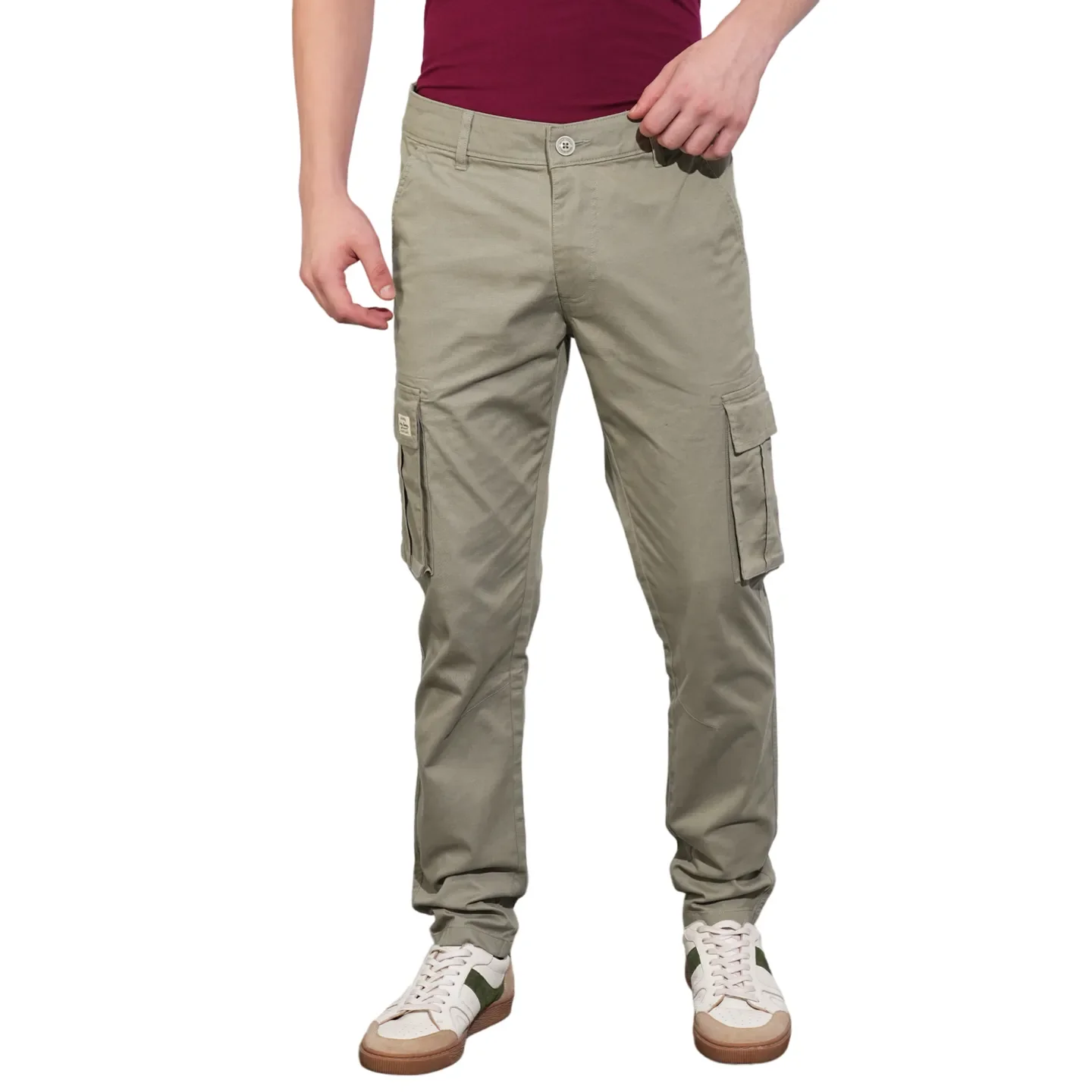 Grey Slim Fit Men's Cargos by Being Human Clothing