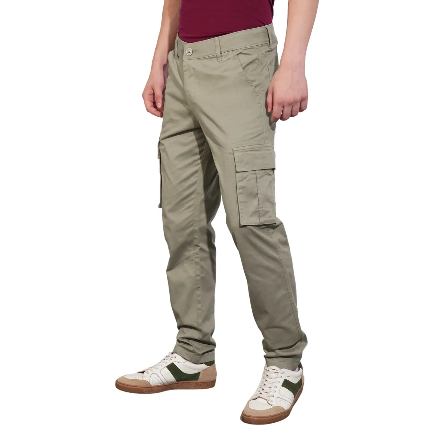 Grey Slim Fit Men's Cargos by Being Human Clothing - Image 2