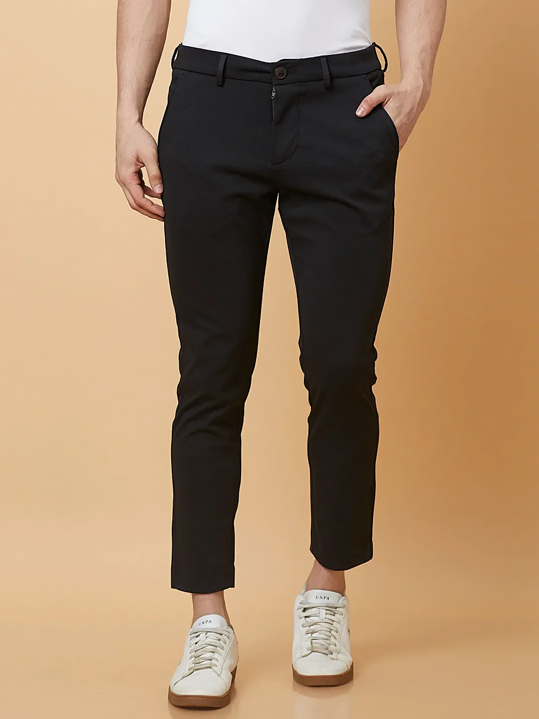 Black Cropped fit Men's Chinos by Being Human Clothing