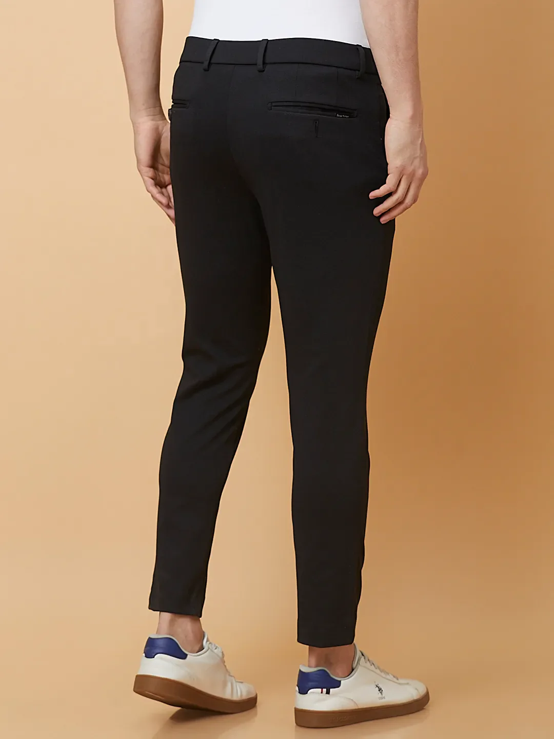 Black Cropped fit Men's Chinos by Being Human Clothing - Image 3
