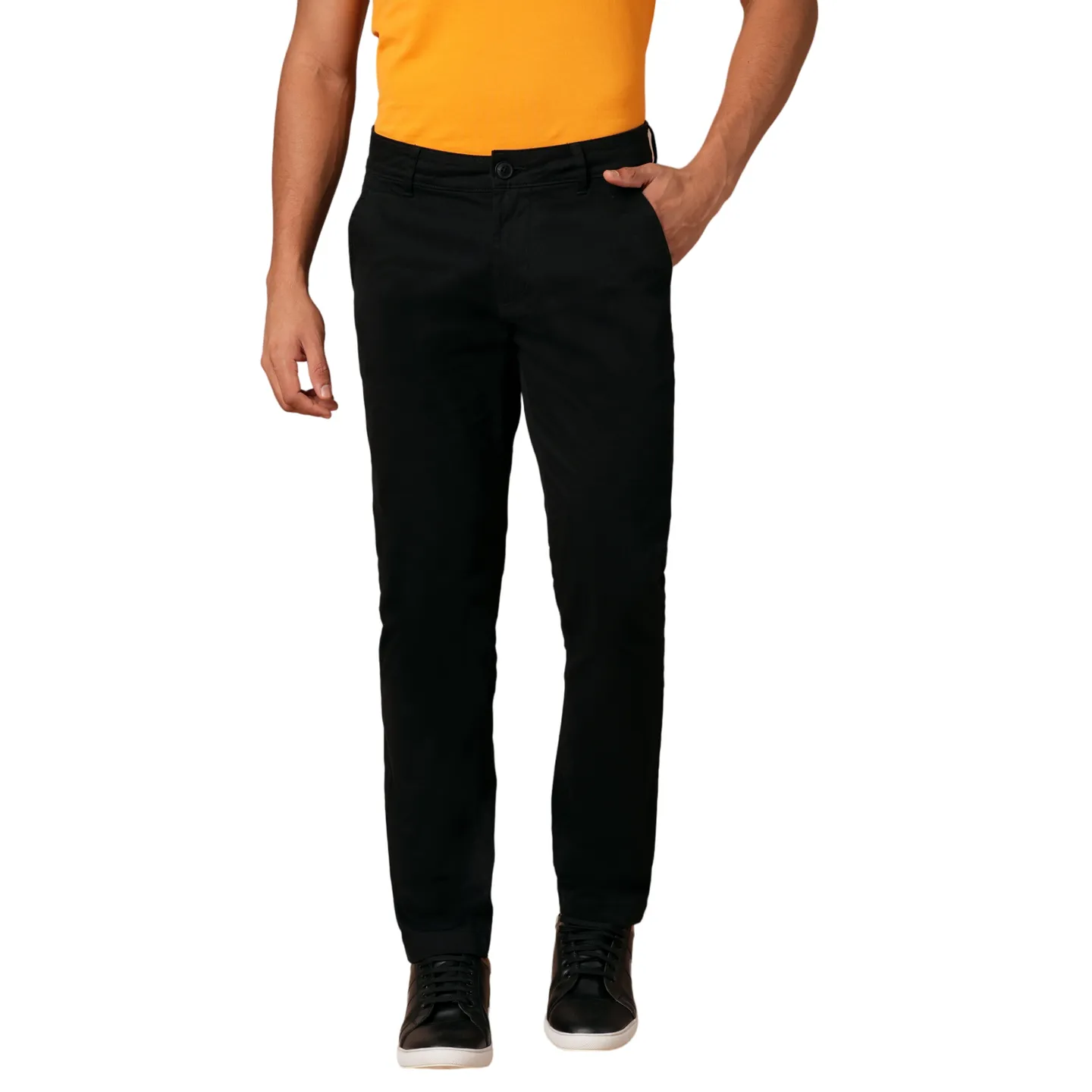 Black Slim Fit Chinos For Men By Being Human Clothing - Image 2