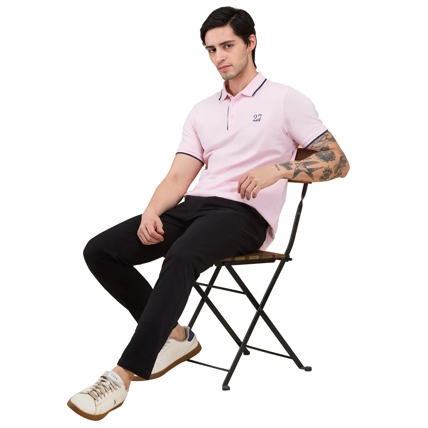 Black Cropped fit Men's Chinos by Being Human Clothing - Image 6