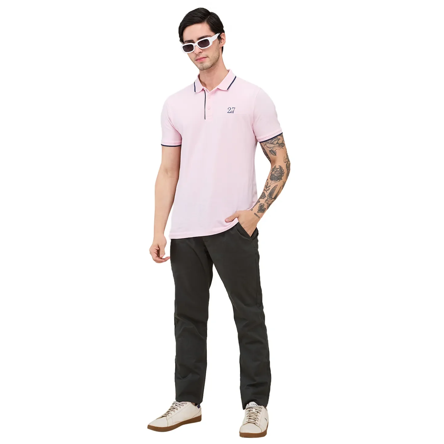 Bottle Green Slim Fit Chinos For Men By Being Human Clothing - Image 6