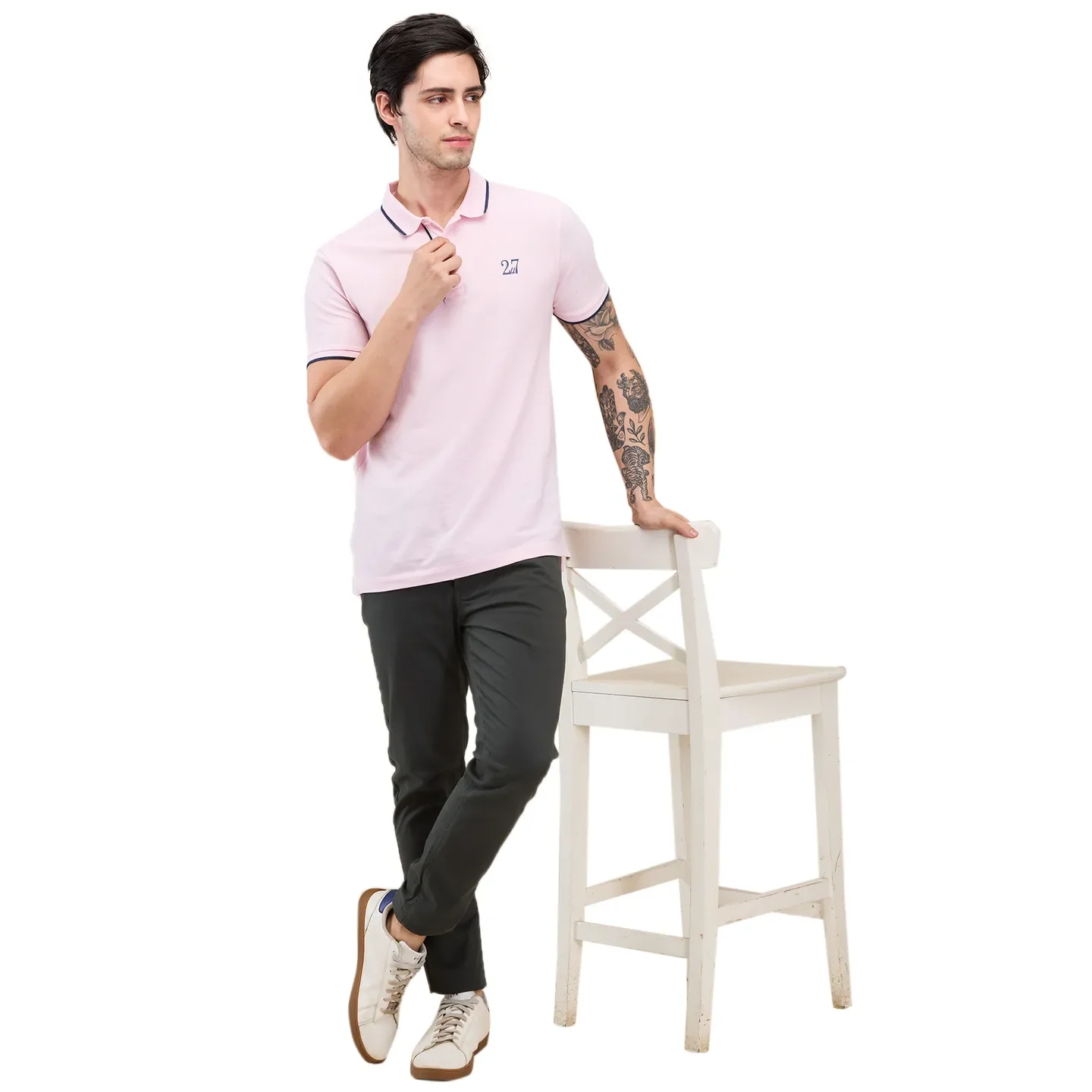 Green Cropped fit Men's Chinos by Being Human Clothing - Image 6