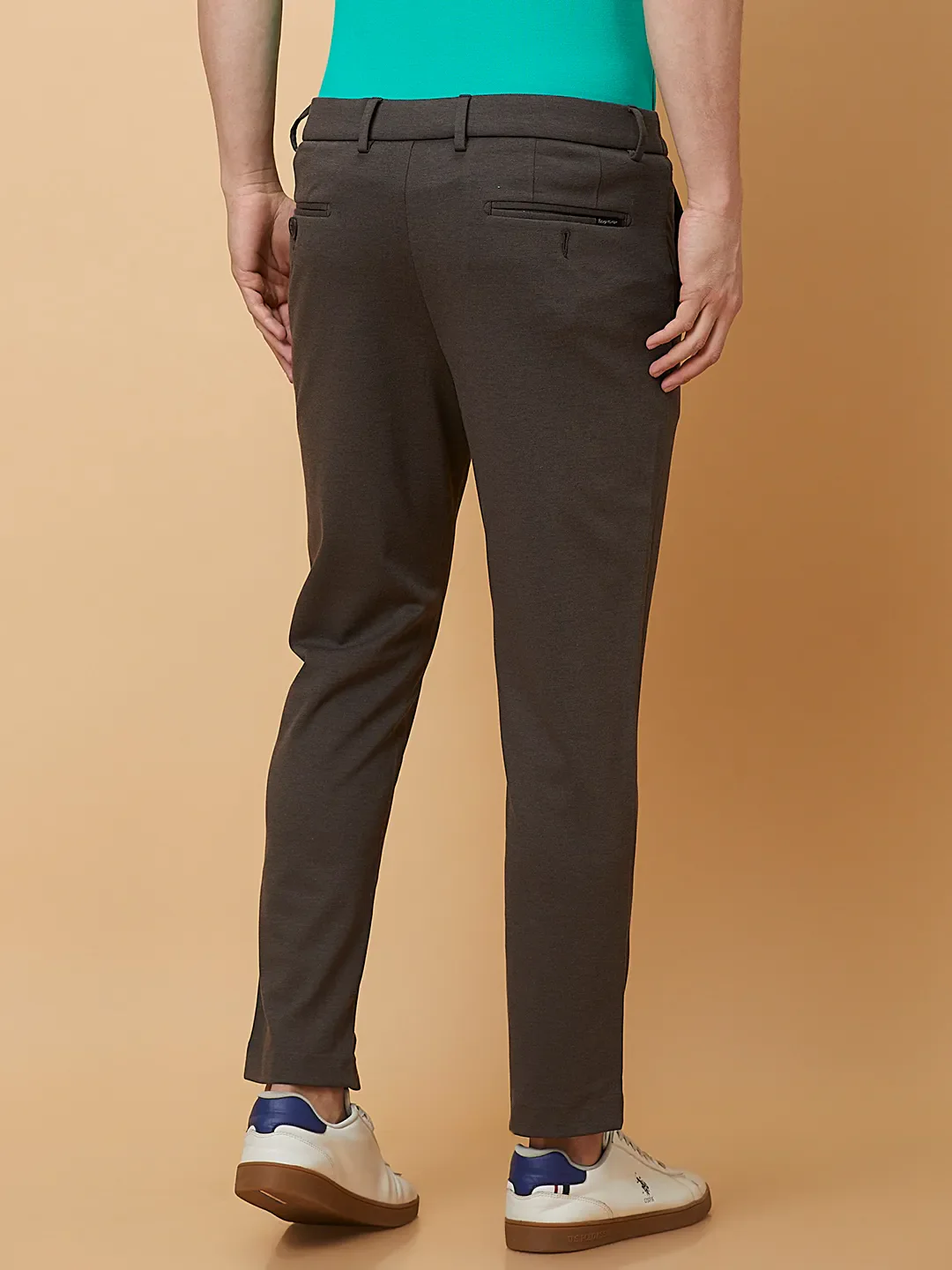 Brown Cropped fit Men's Chinos by Being Human Clothing - Image 3