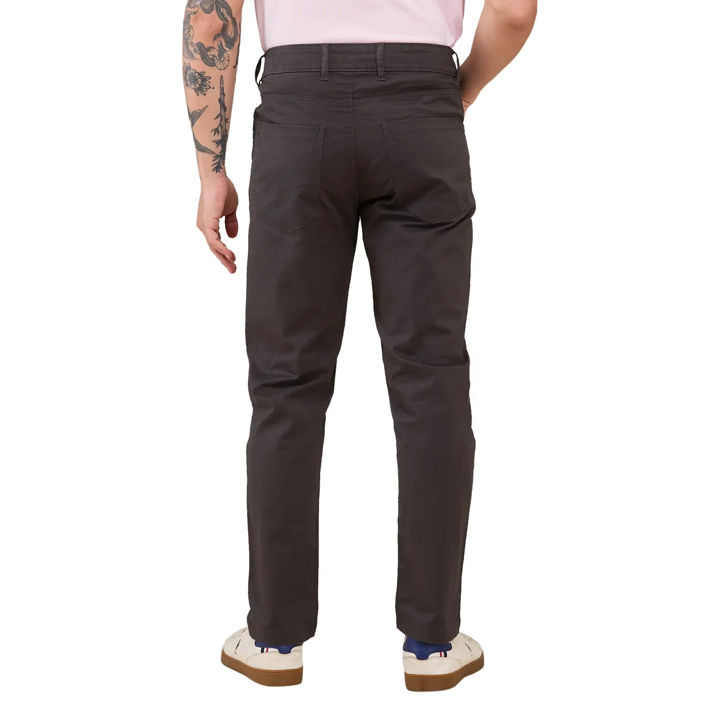 Charcoal Cropped Fit Chinos For Men By Being Human Clothing - Image 3