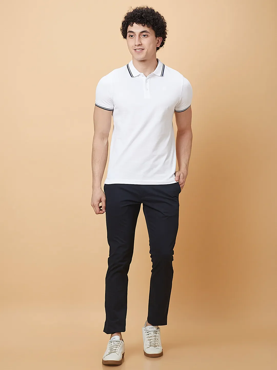 Navy Slim Fit Chinos For Men By Being Human Clothing - Image 2