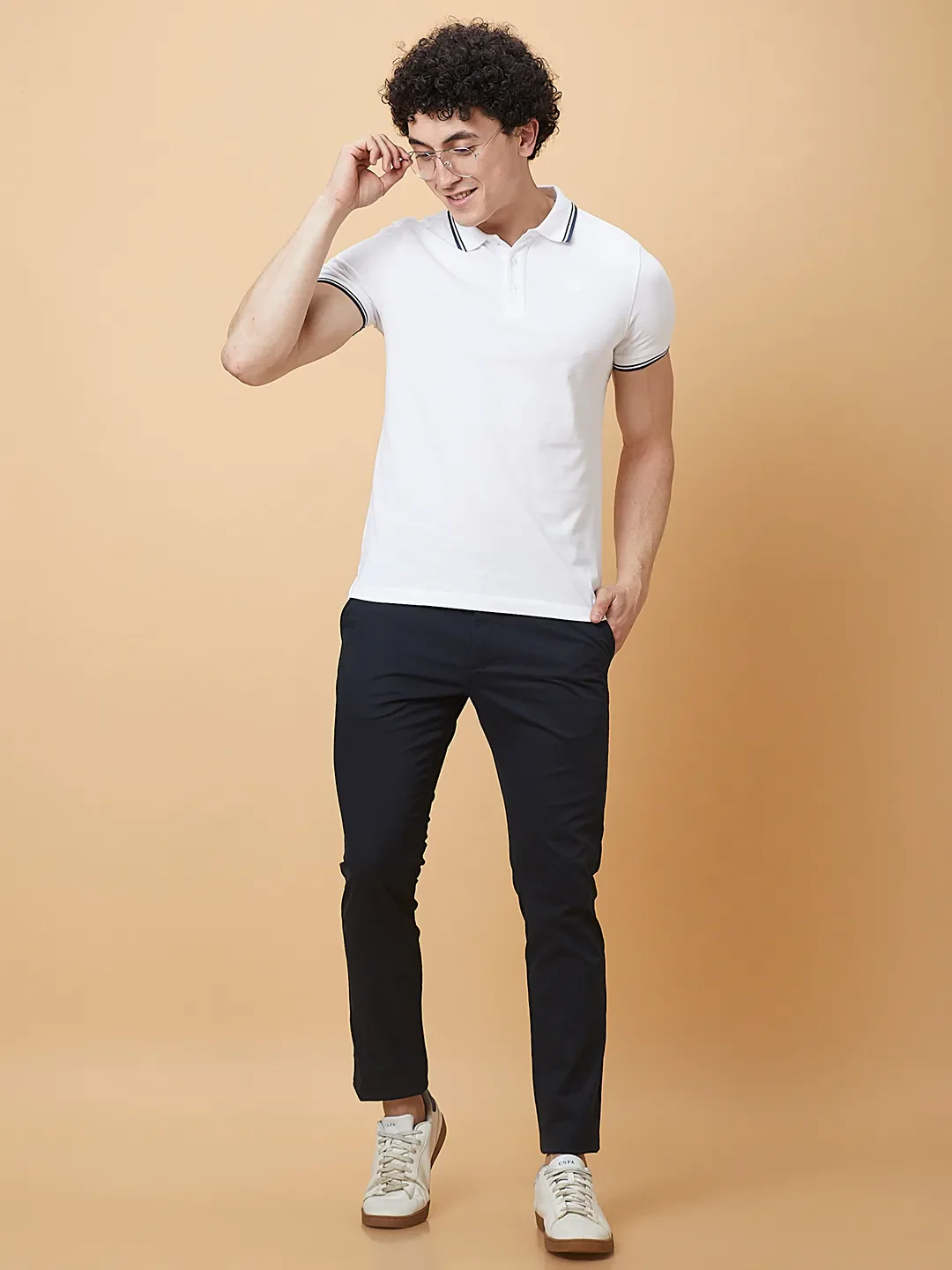 Navy Slim Fit Chinos For Men By Being Human Clothing - Image 6