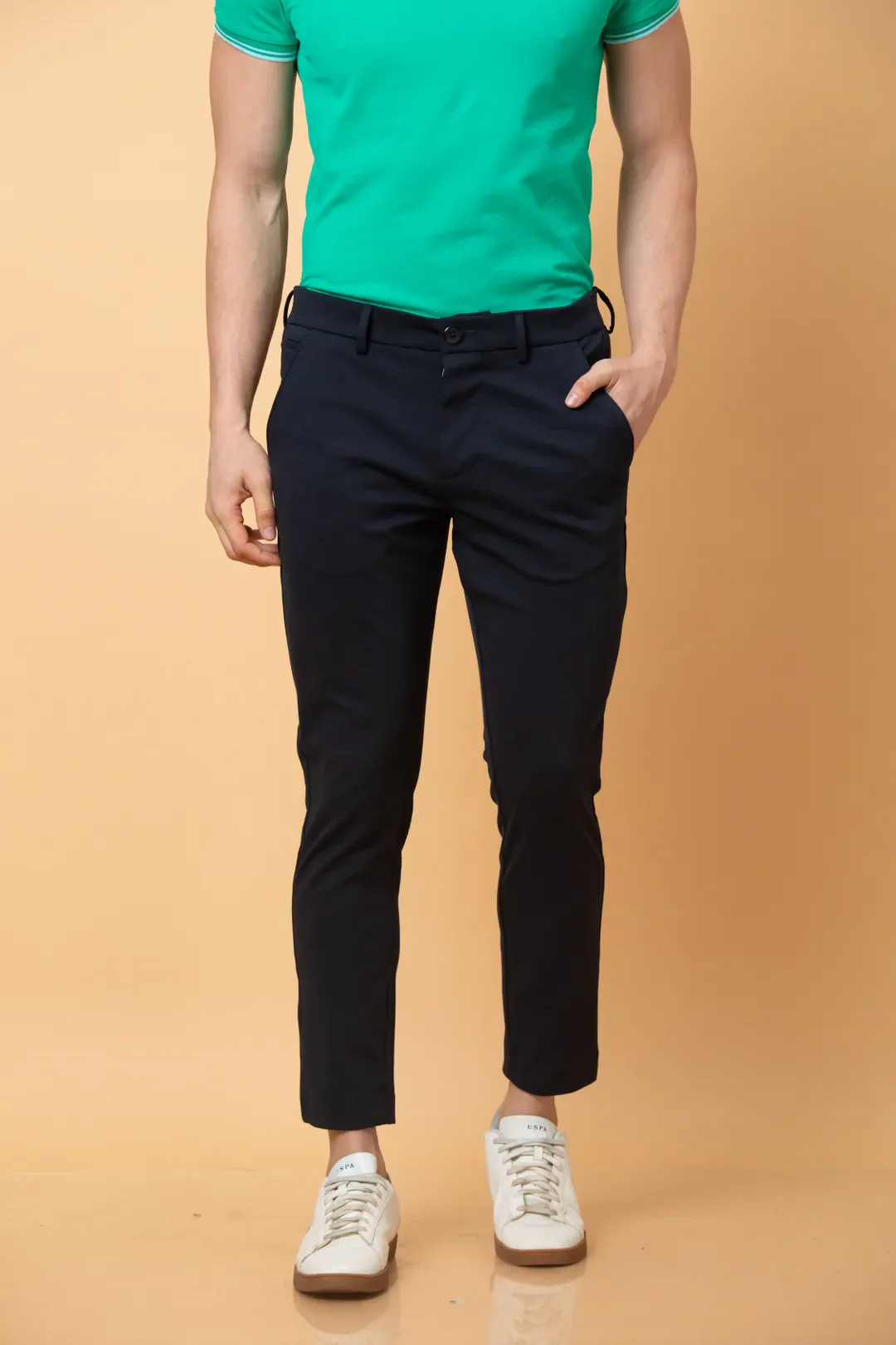Navy Cropped Fit Chinos For Men By Being Human Clothing