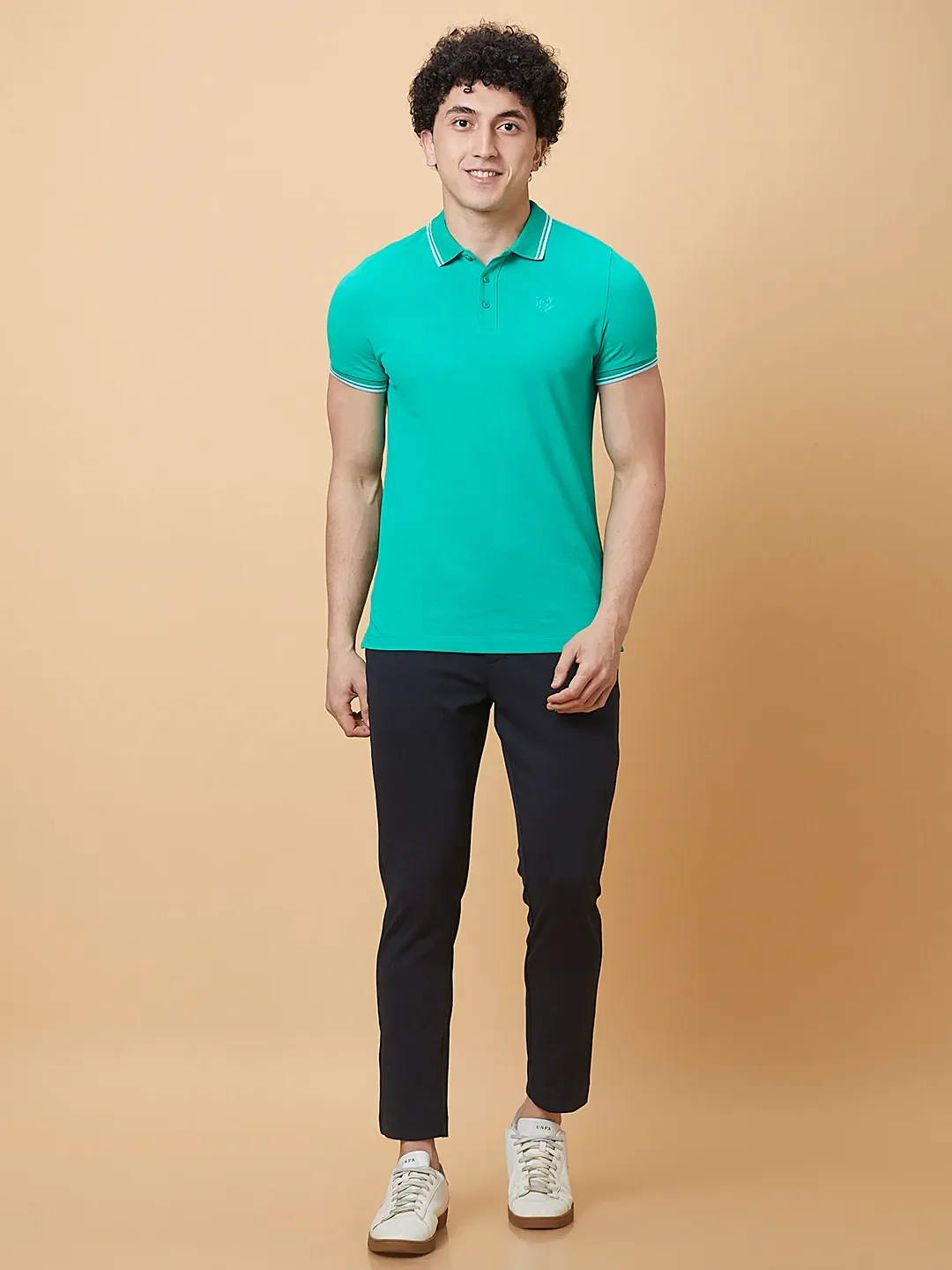 Navy Cropped Fit Chinos For Men By Being Human Clothing - Image 2