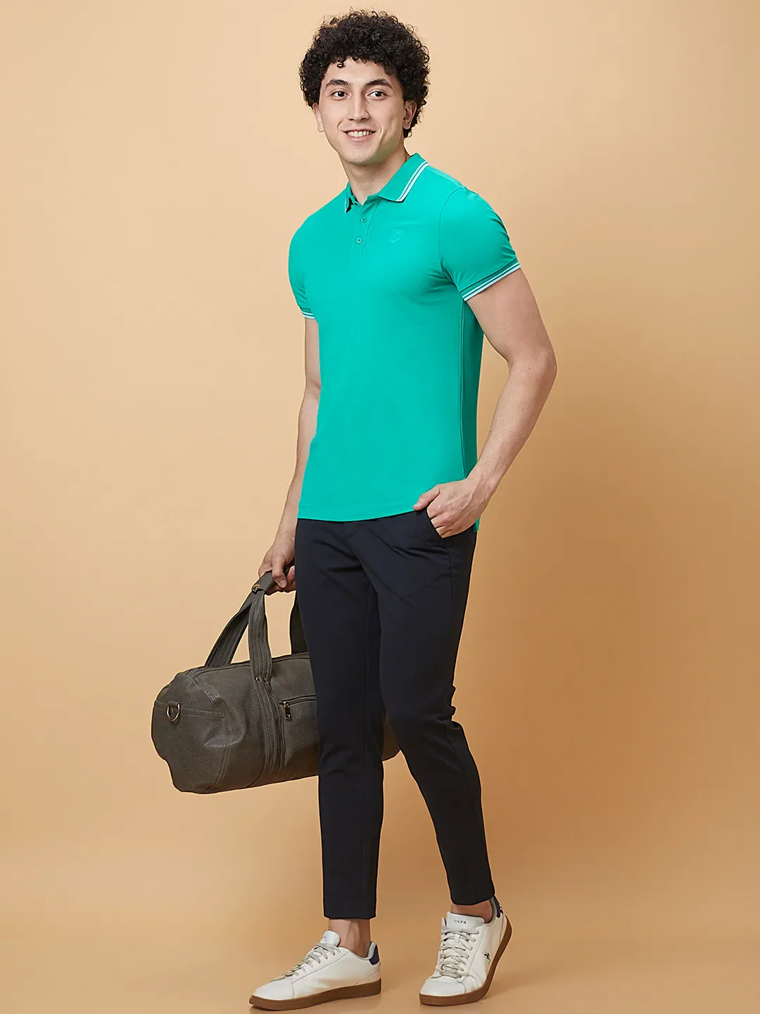 Navy Cropped Fit Chinos For Men By Being Human Clothing - Image 6