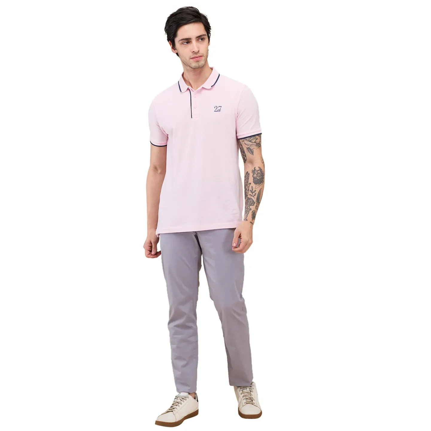 Grey Slim Fit Chinos For Men By Being Human Clothing - Image 2