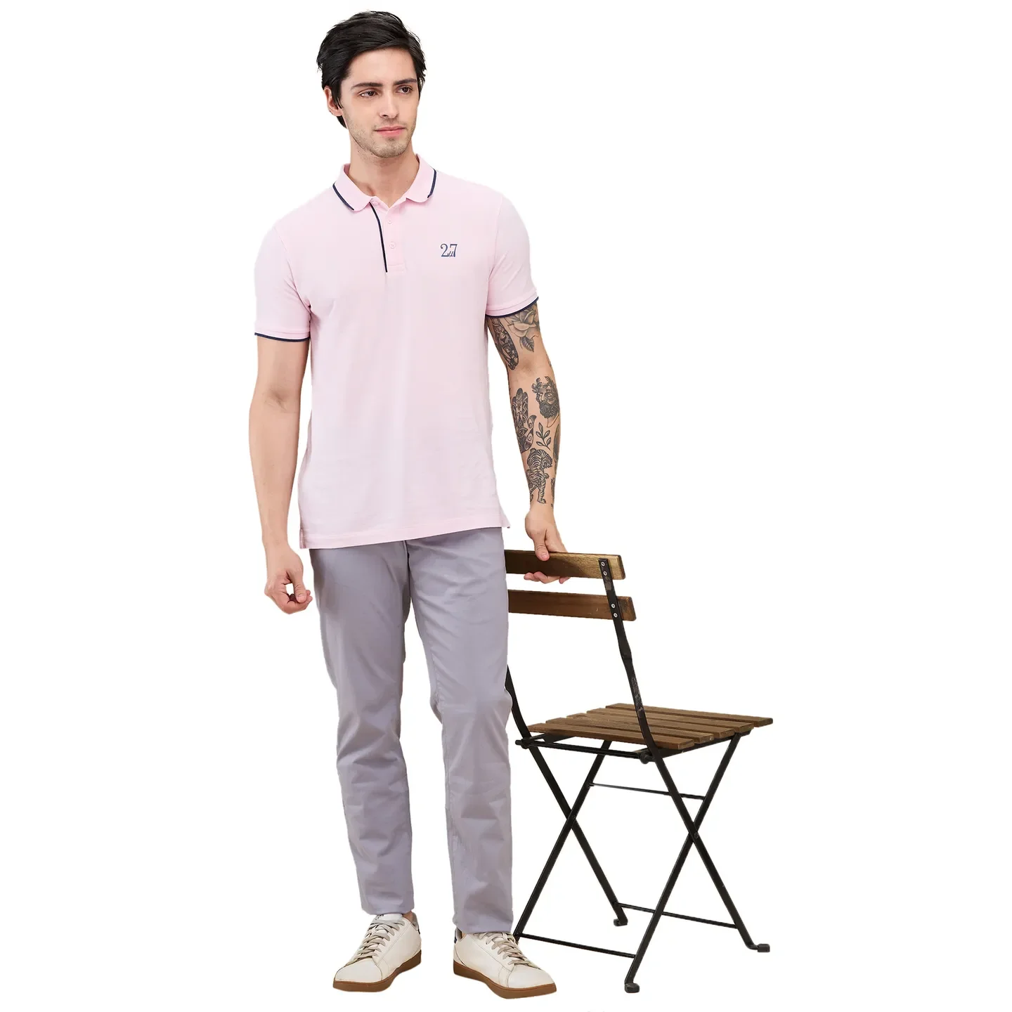 Grey Slim Fit Chinos For Men By Being Human Clothing - Image 6