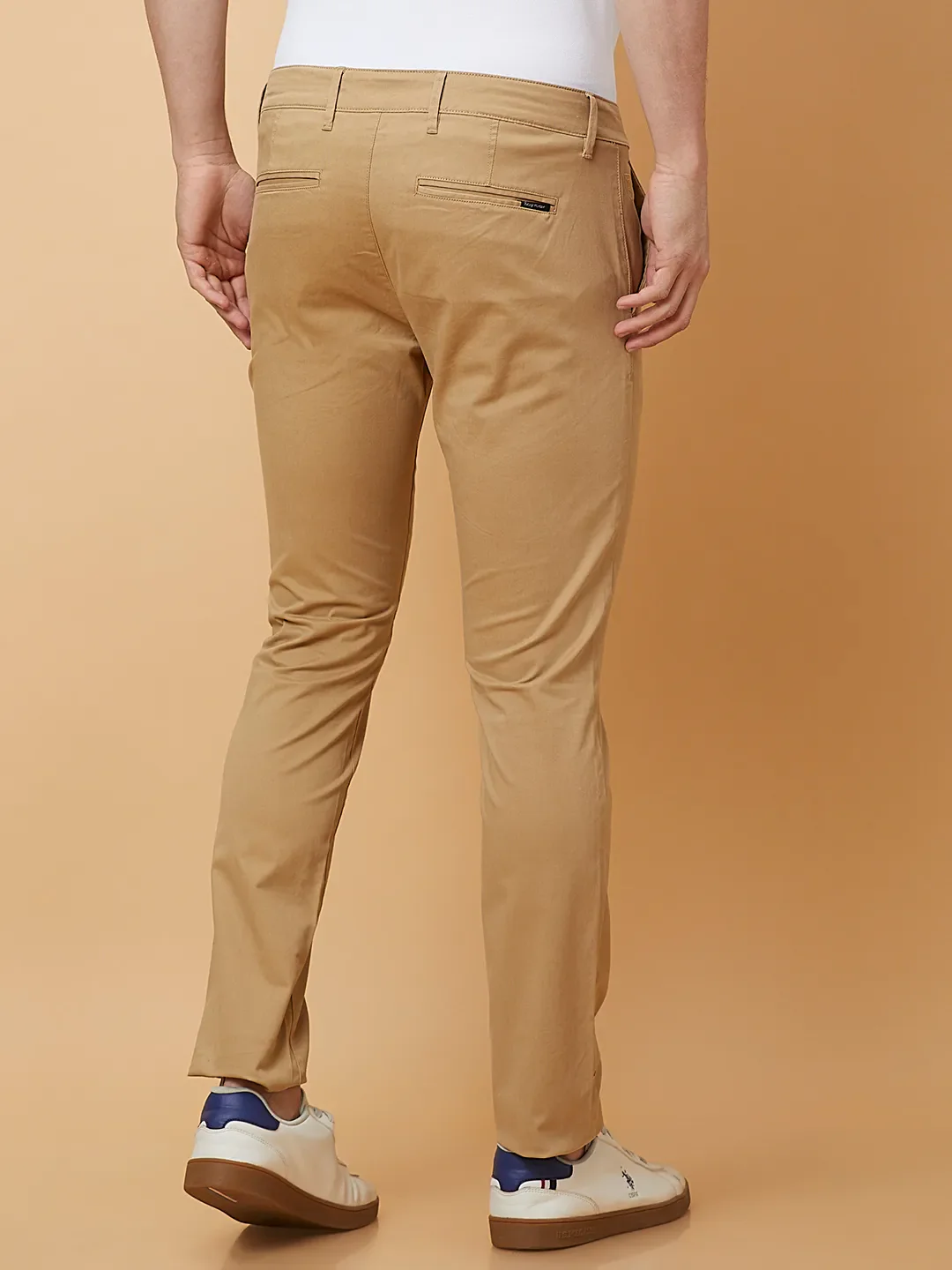 Khaki Slim Fit Chinos For Men By Being Human Clothing - Image 3
