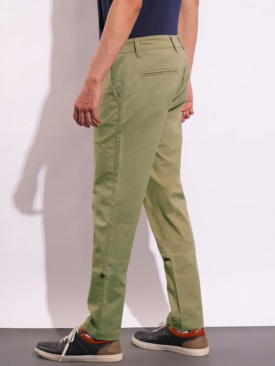 Khaki Slim Fit Men's Chinos by Being Human Clothing - Image 3