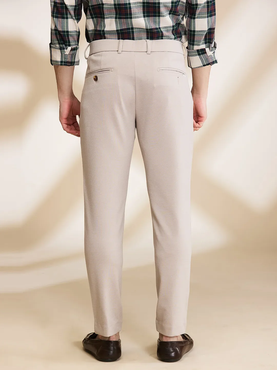 Beige Cropped fit Men's Chinos by Being Human Clothing - Image 3