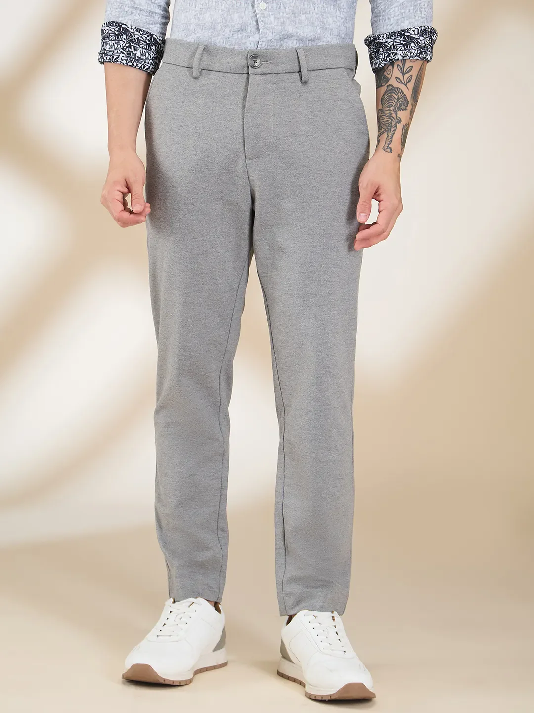 Grey Cropped Fit Men's Chinos by Being Human Clothing