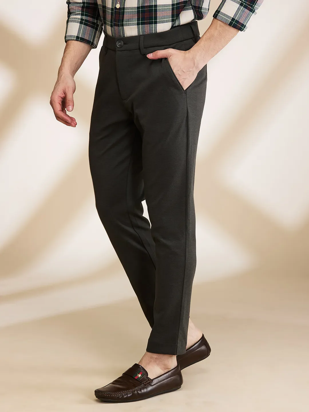 Olive Cropped fit Men's Chinos by Being Human Clothing - Image 4