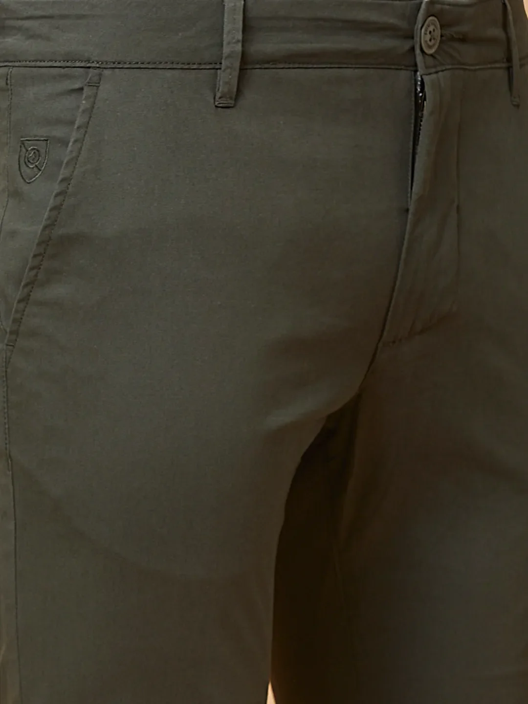 Military Green Slim Fit Chinos For Men By Being Human Clothing - Image 5