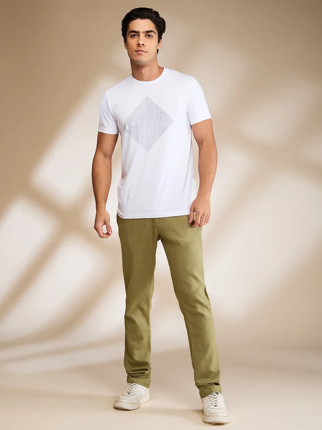 Olive Regular Fit Cargo For Men By Being Human Clothing - Image 2
