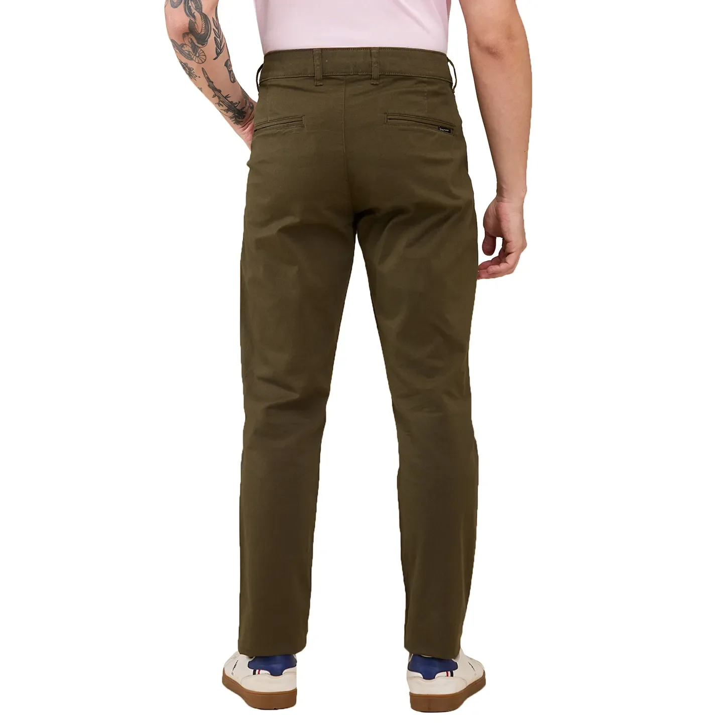 Olive Slim Fit Men's Chinos by Being Human Clothing - Image 3