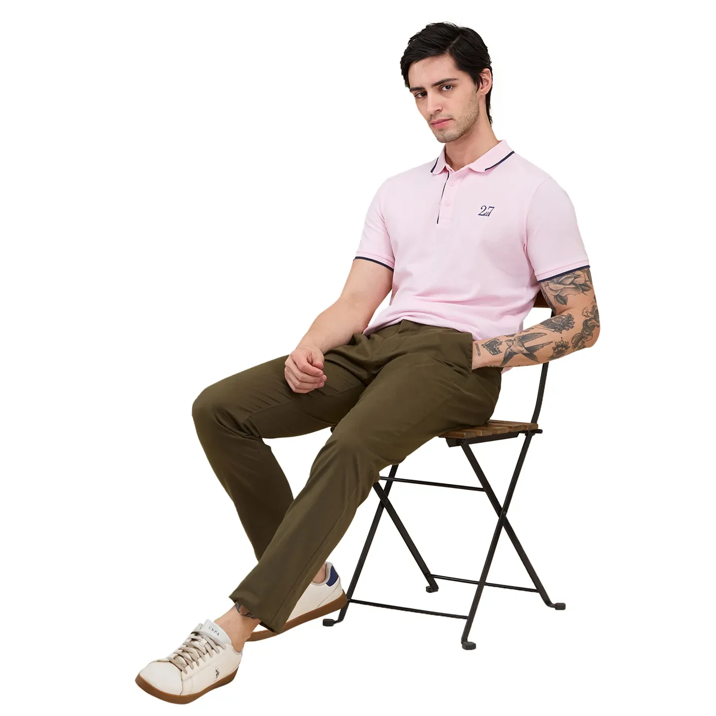 Olive Slim Fit Men's Chinos by Being Human Clothing - Image 6