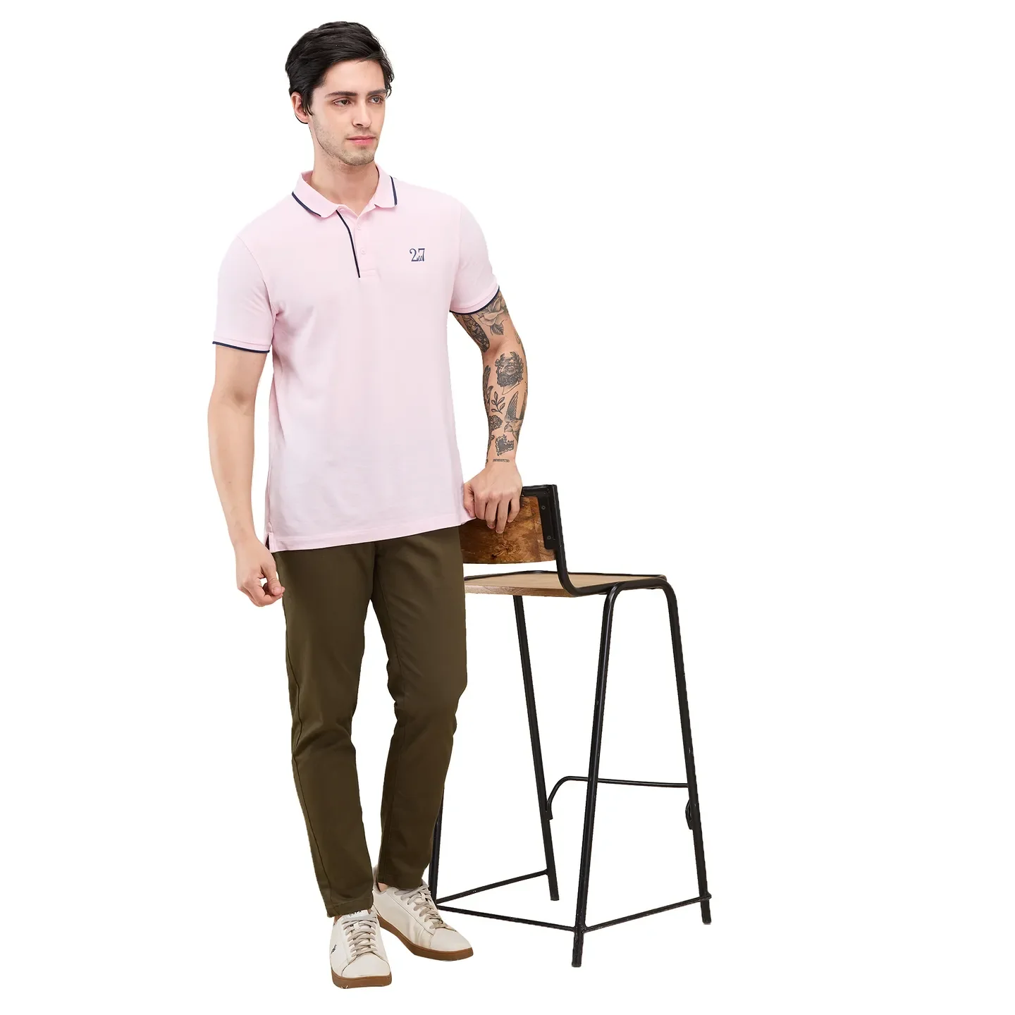 Olive Cropped Fit Chinos For Men By Being Human Clothing - Image 6