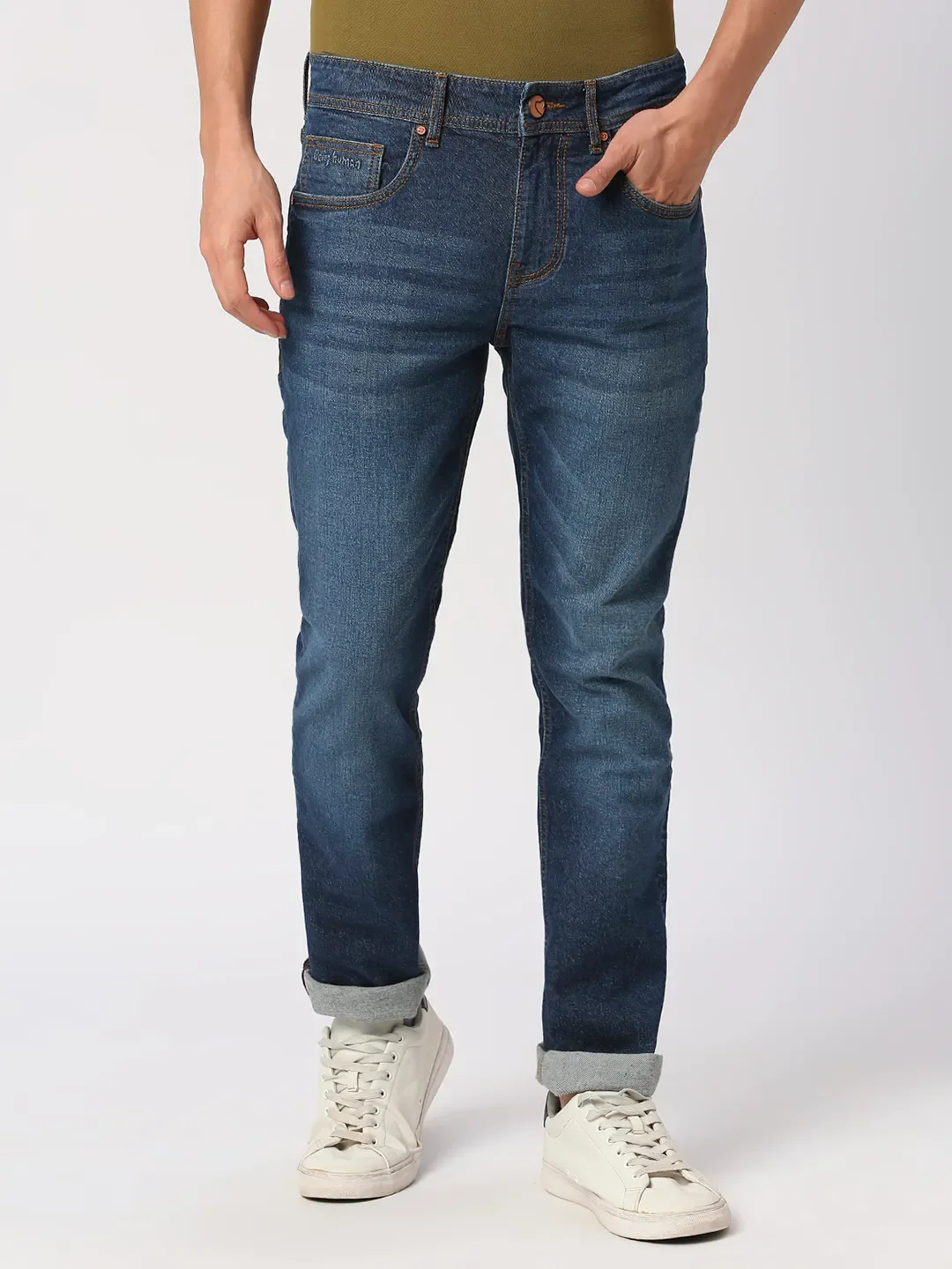 Blue Slim Straight Fit Men's Denims by Being Human Clothing - Image 2