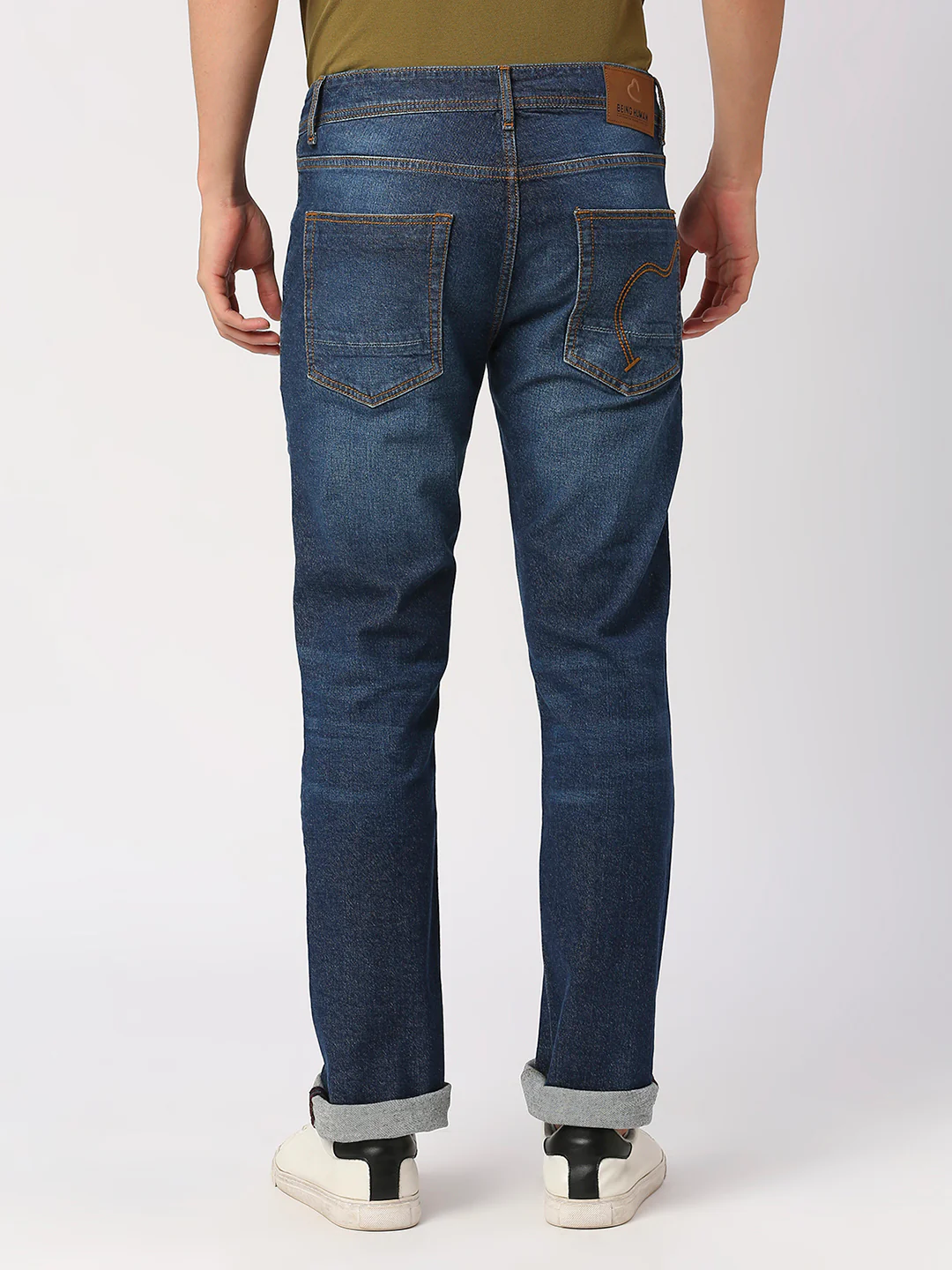 Blue Slim Straight Fit Denims For Men By Being Human Clothing - Image 4