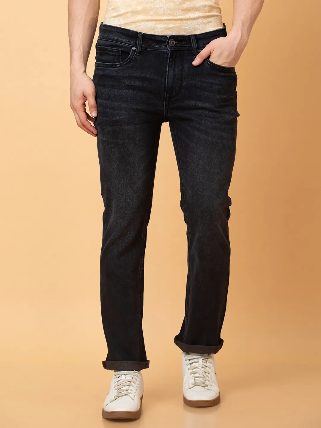 Black Straight Fit Men's Denims by Being Human Clothing
