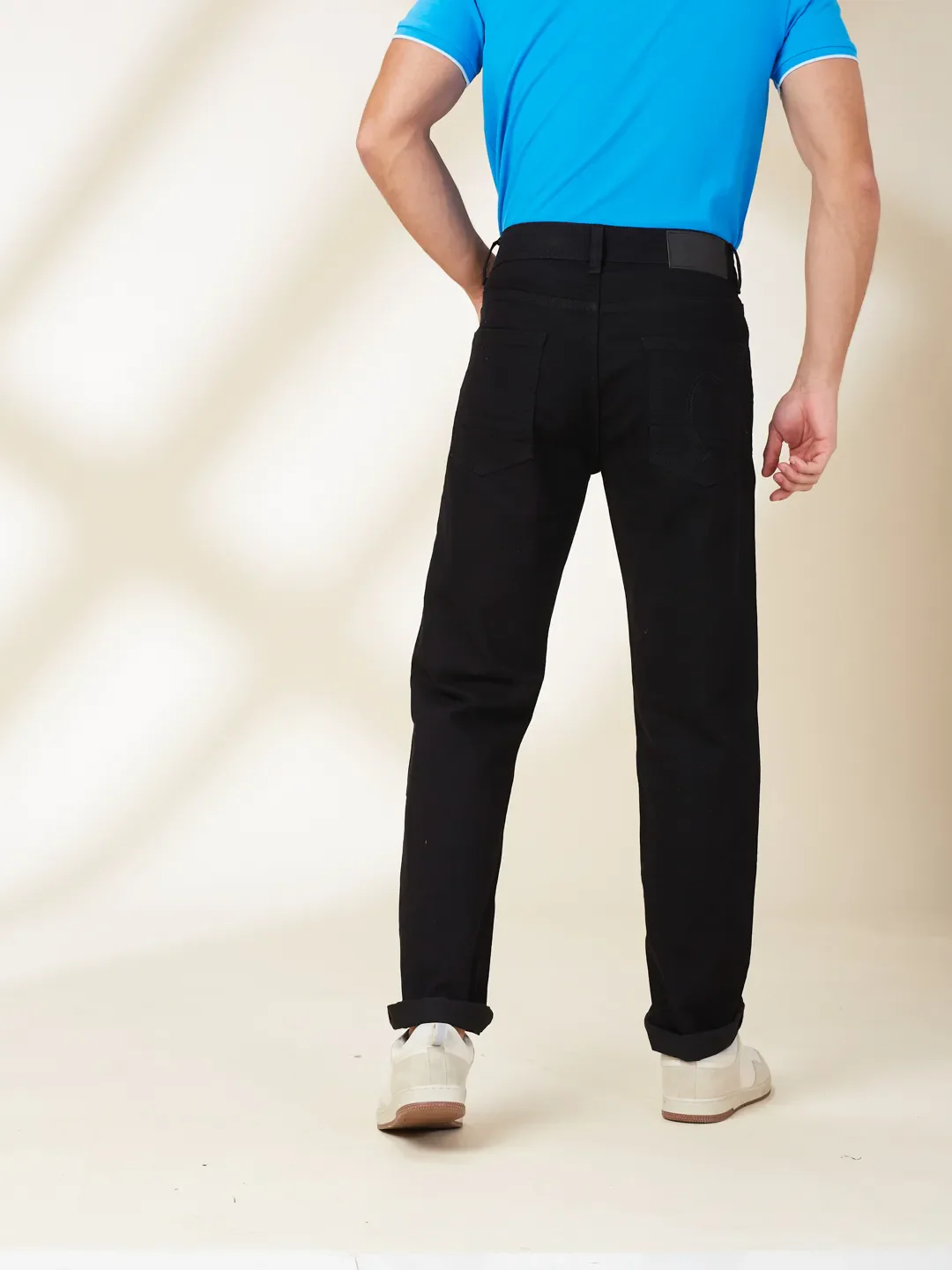 Black Straight Fit Men's Denims by Being Human Clothing - Image 3