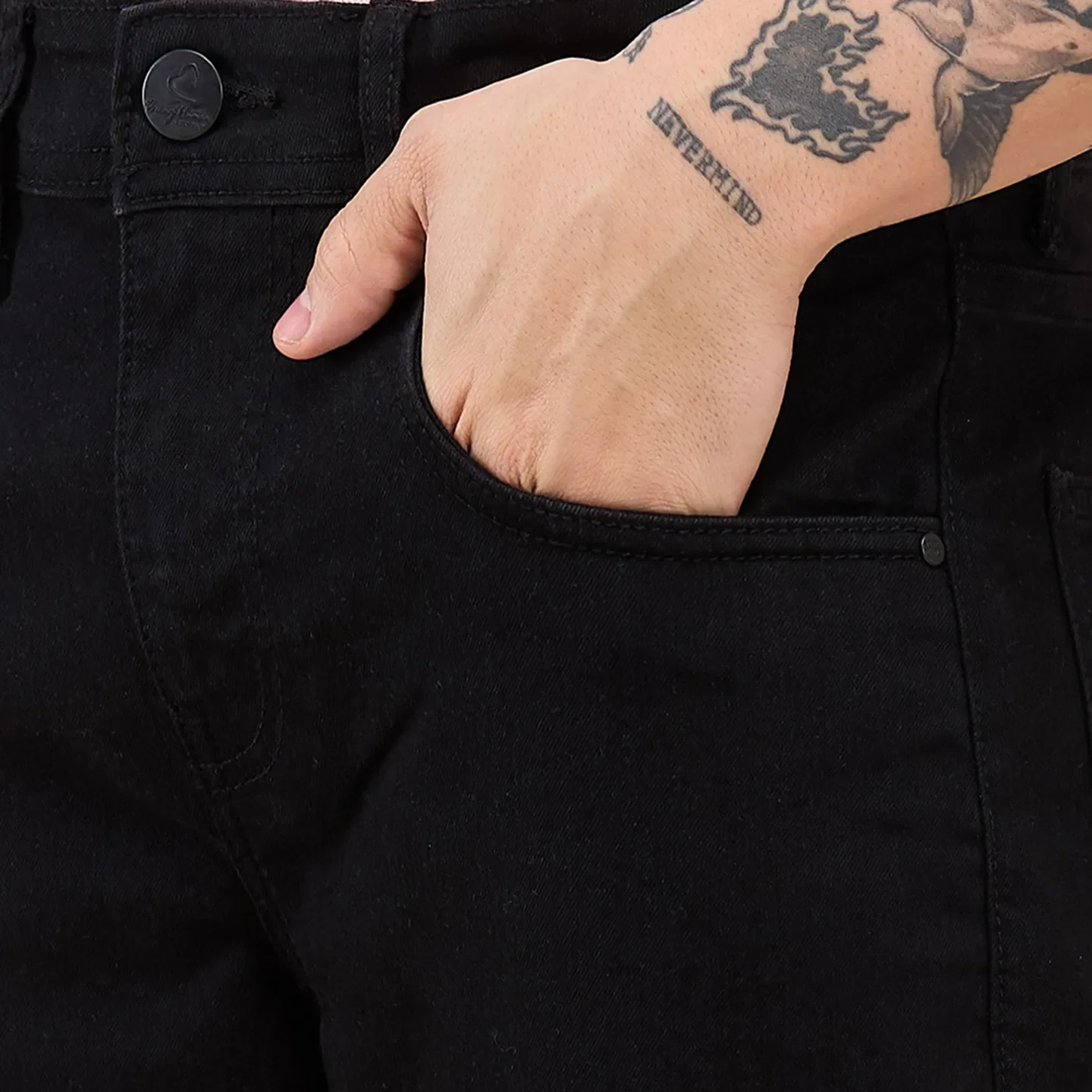 Black Slim Fit Men's Denims by Being Human Clothing - Image 5