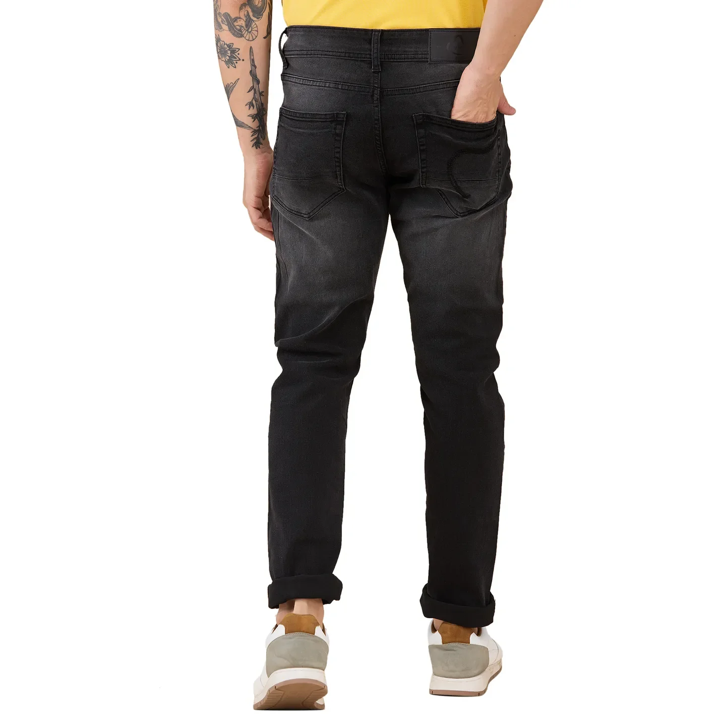 Black Slim Fit Men's Denims by Being Human Clothing - Image 3