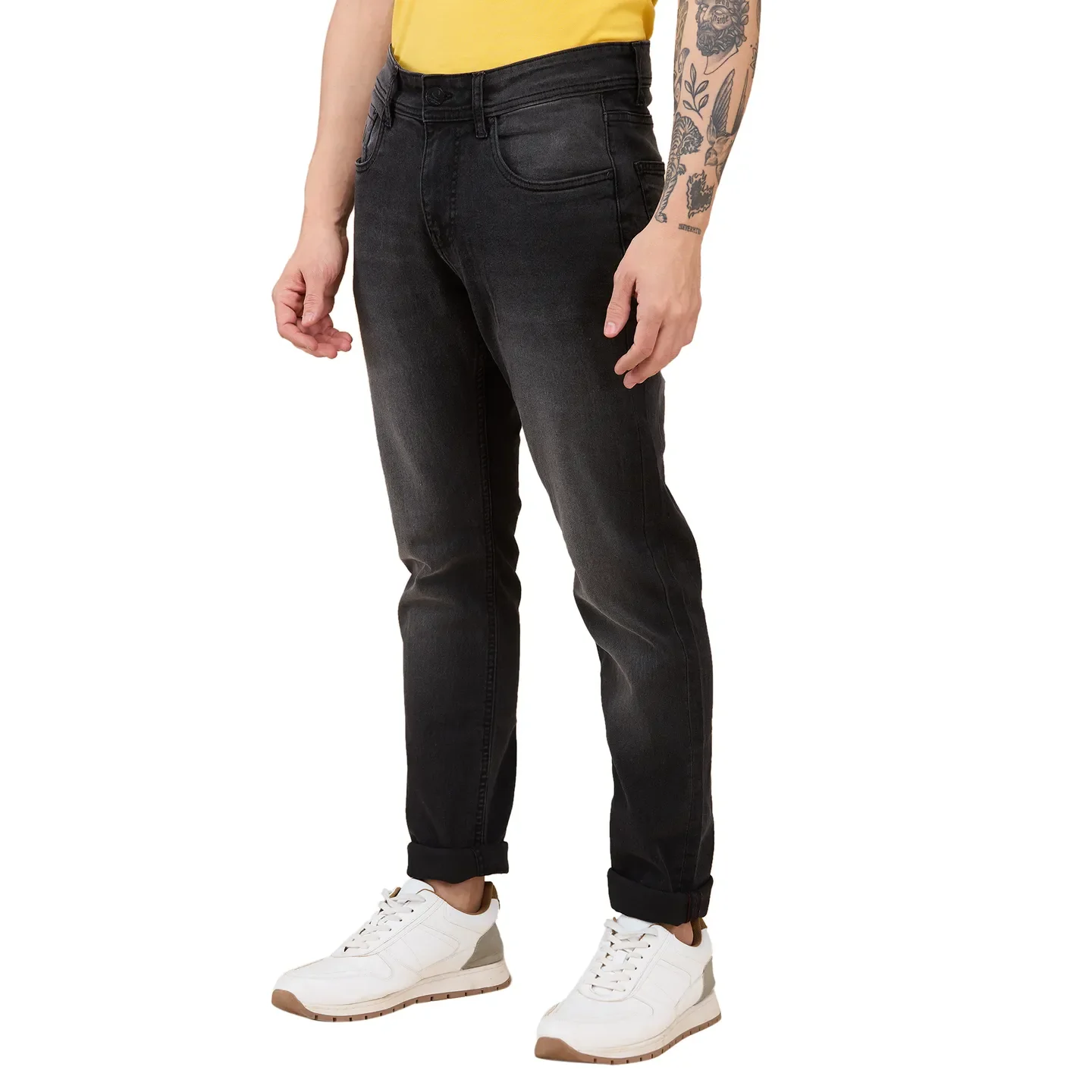 Black Slim Fit Men's Denims by Being Human Clothing - Image 4