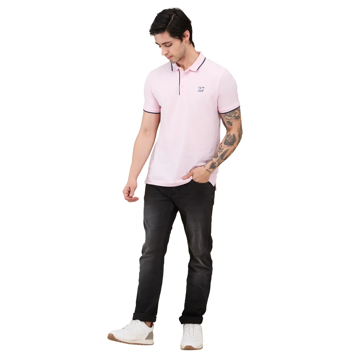 Black Straight Fit Men's Denims by Being Human Clothing - Image 2