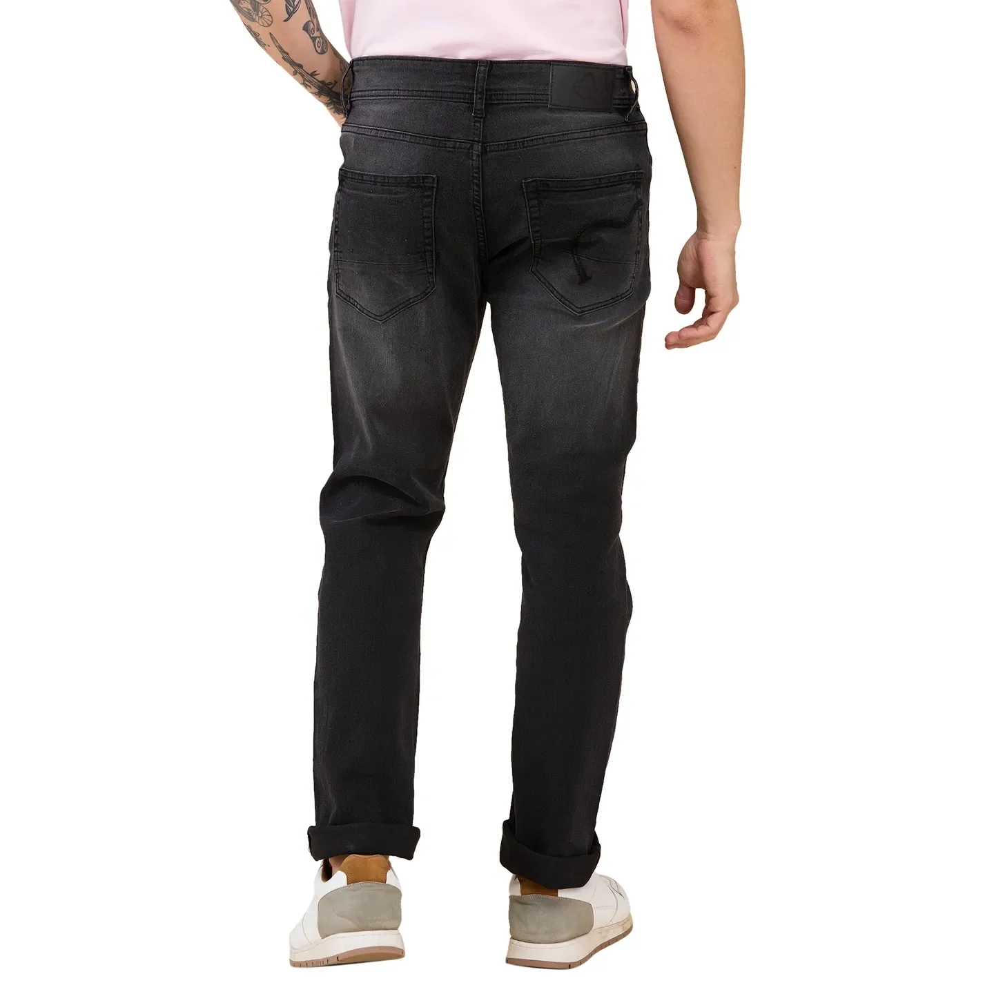 Black Straight Fit Men's Denims by Being Human Clothing - Image 3