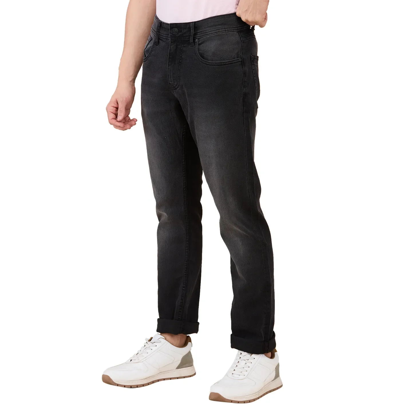 Black Straight Fit Men's Denims by Being Human Clothing - Image 4