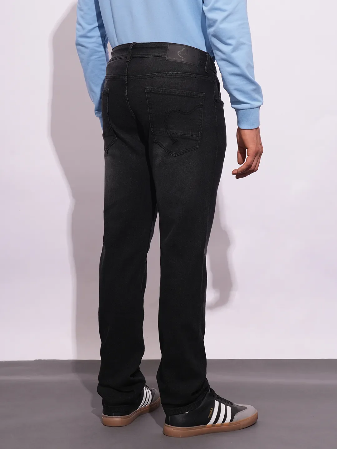 Black Straight Fit Men's Denims by Being Human Clothing - Image 3