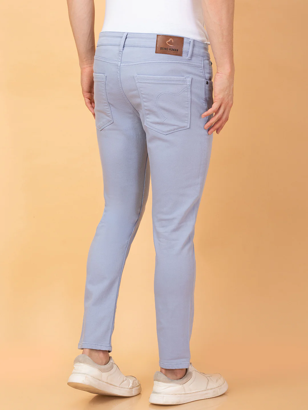 Blue Cropped Fit Denims For Men By Being Human Clothing - Image 3