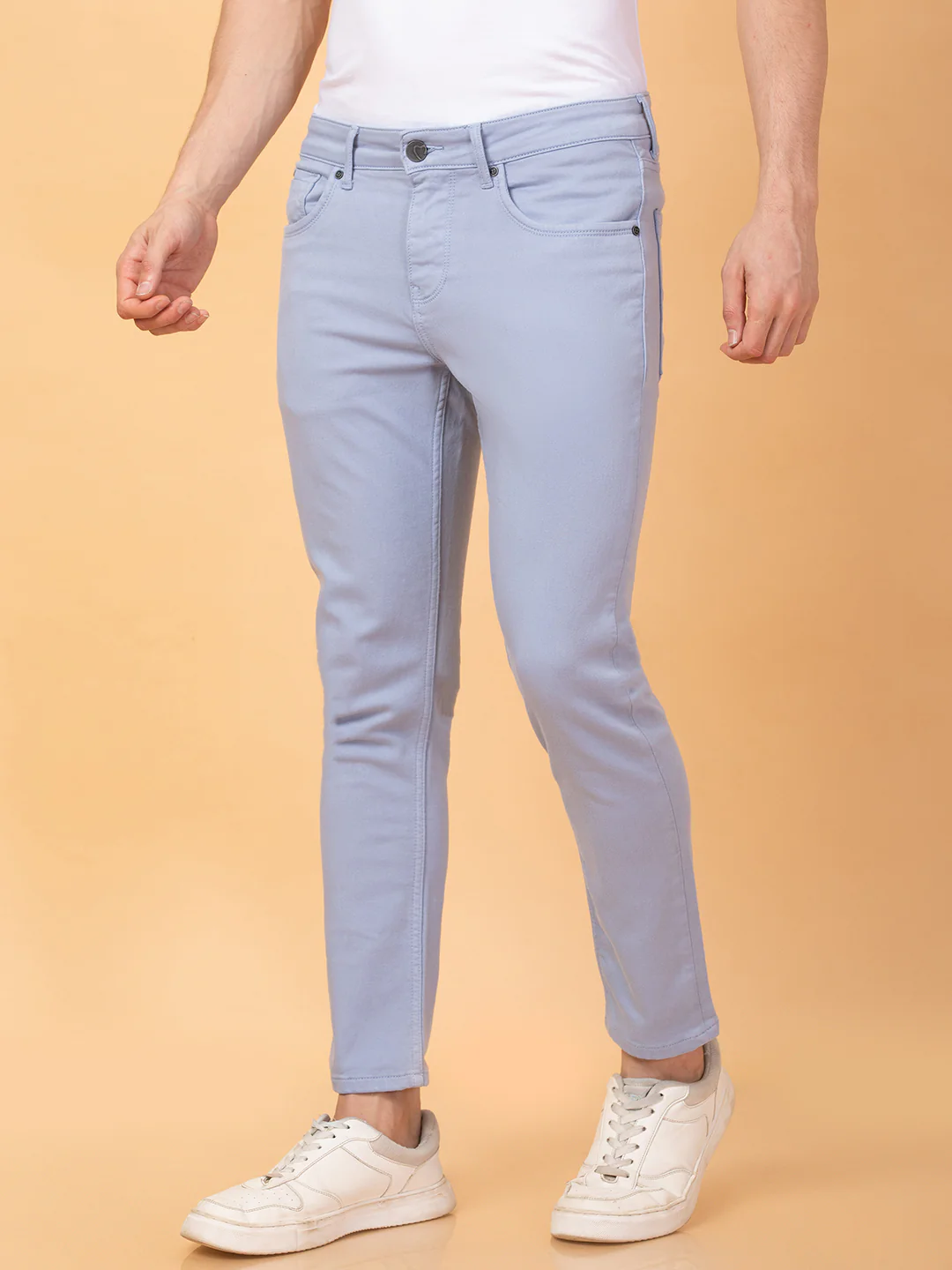 Blue Cropped Fit Denims For Men By Being Human Clothing - Image 4