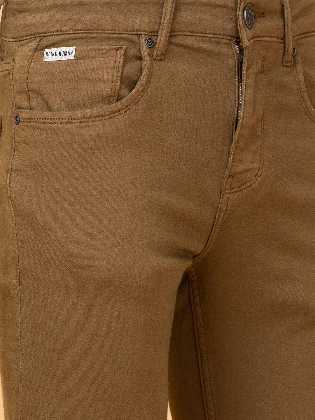 Camel Straight Fit Denims For Men By Being Human Clothing - Image 5