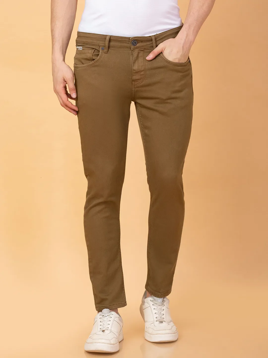 Brown Cropped fit Men's Denims by Being Human Clothing