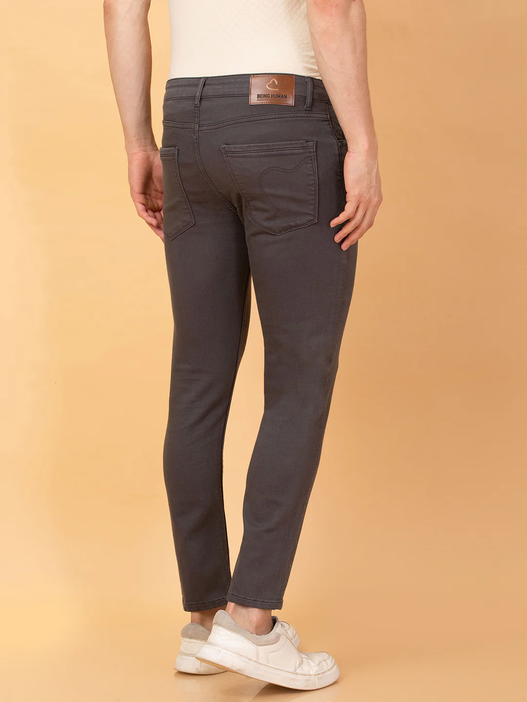 Charcoal Cropped Fit Denims For Men By Being Human Clothing - Image 3