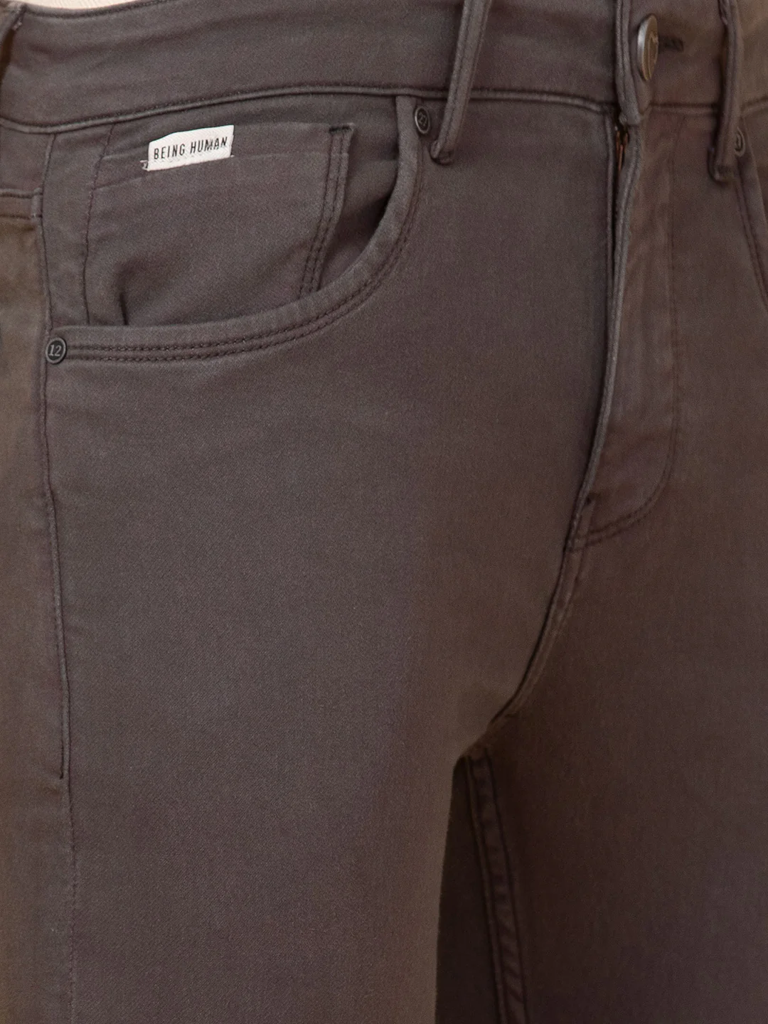 Charcoal Cropped Fit Denims For Men By Being Human Clothing - Image 5