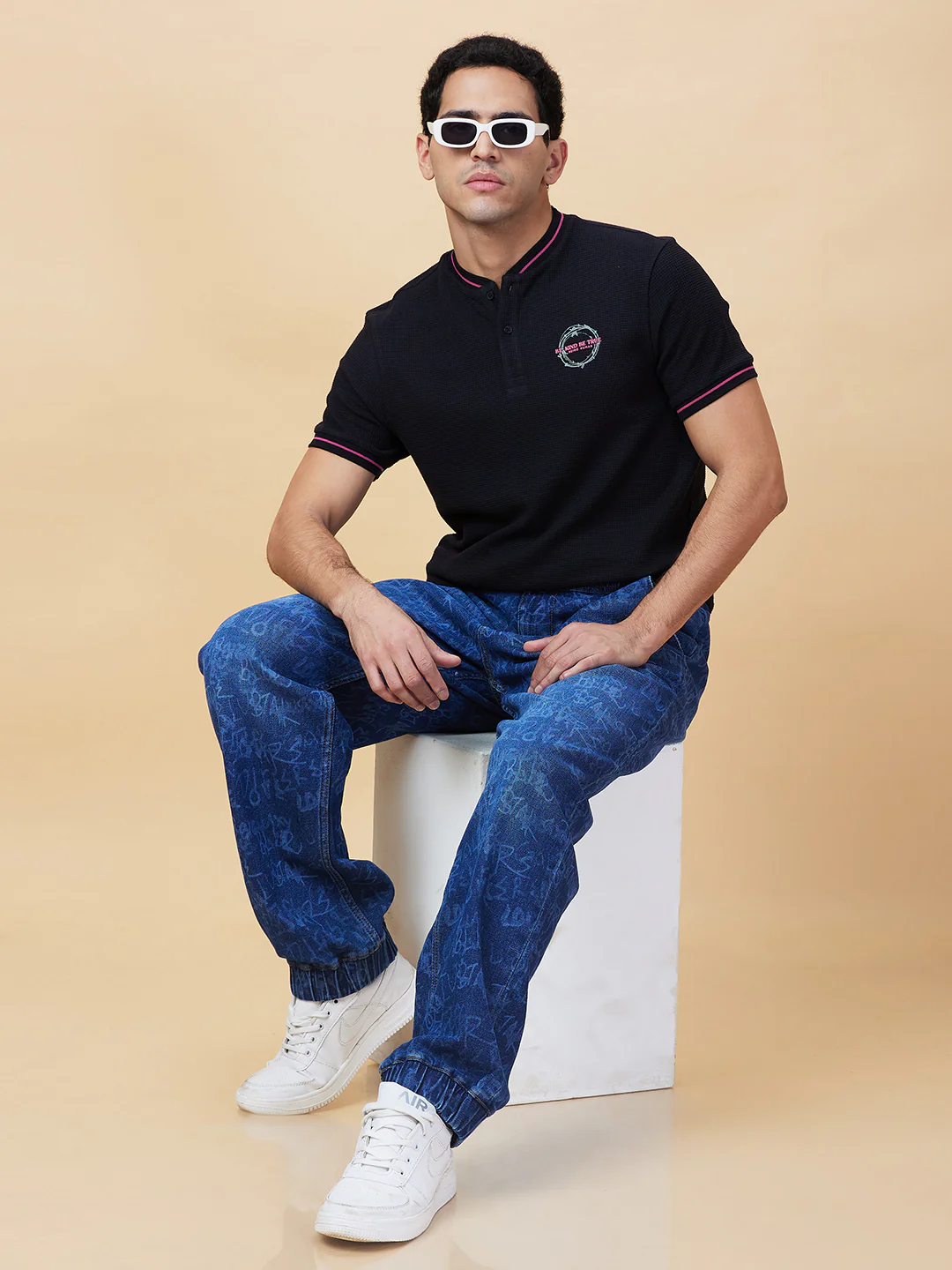 Dark Blue Slim Fit Joggers For Men By Being Human Clothing - Image 6