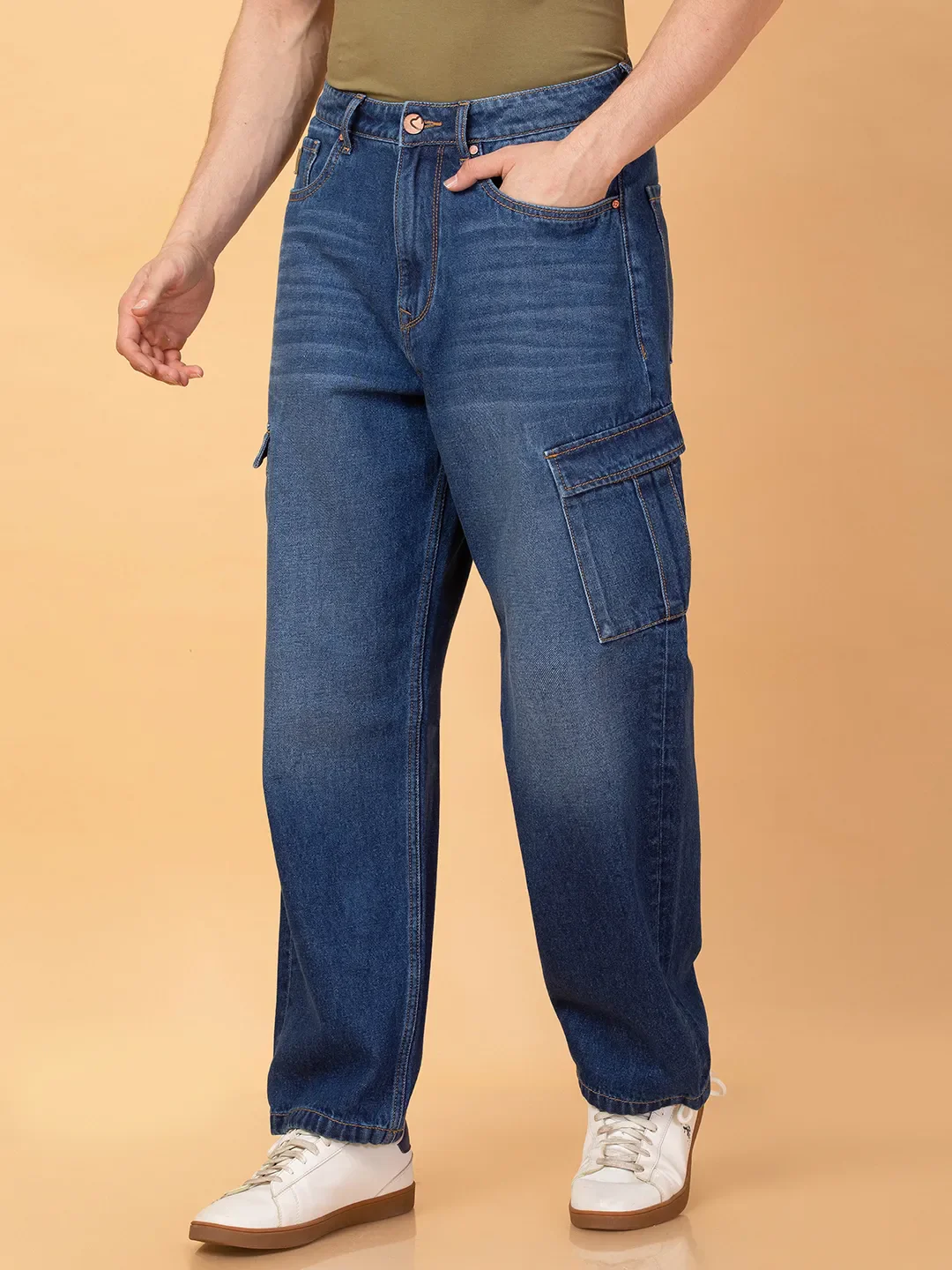Dark Blue Anti Fit Denims For Men By Being Human Clothing - Image 4